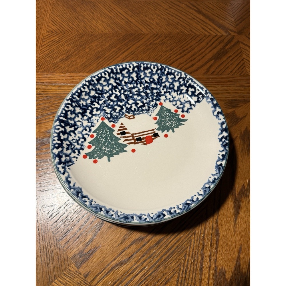 Vintage Set Of 4 Cabin In The Snow Dinner Plates Stoney Hill